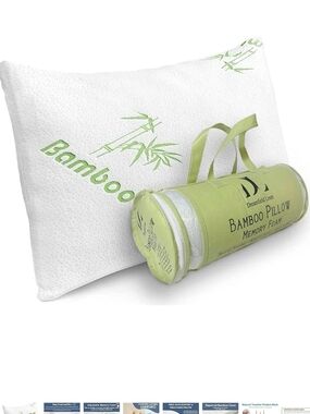 Bamboo Memory Foam Pillow - White/Light Green